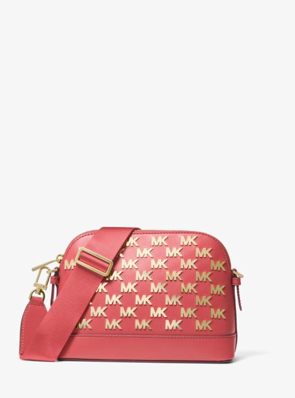 Damske Crossbody Kabelka Michael Kors Jet Set Large Embellished Faux Leather Dome Svetlo Červené - Kabelky Michael Kors Outlet | OWMYL-9627